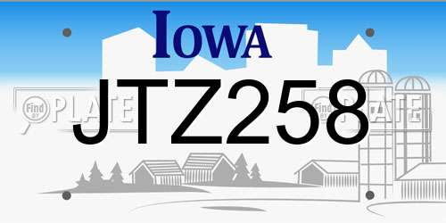 JTZ258 Iowa License Plate