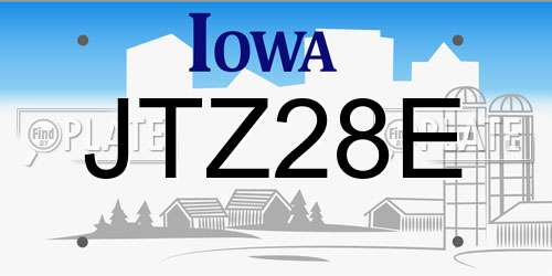 JTZ28E Iowa License Plate