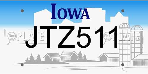 JTZ511 Iowa License Plate