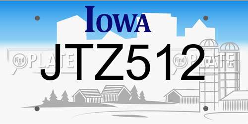 JTZ512 Iowa License Plate