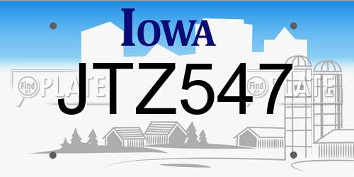JTZ547 Iowa License Plate