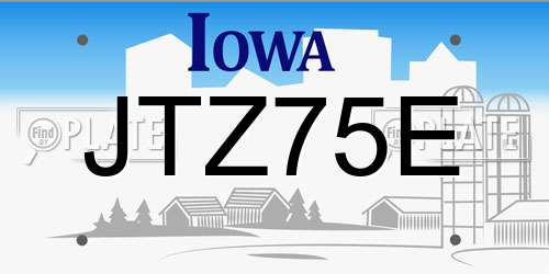 JTZ75E Iowa License Plate