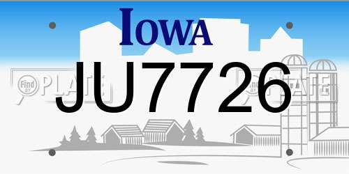 JU7726 Iowa License Plate