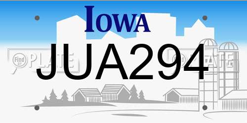 JUA294 Iowa License Plate