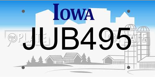 JUB495 Iowa License Plate