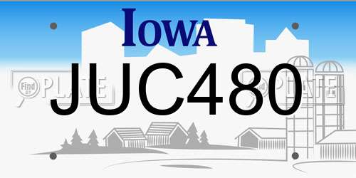 JUC480 Iowa License Plate
