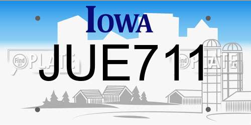 JUE711 Iowa License Plate