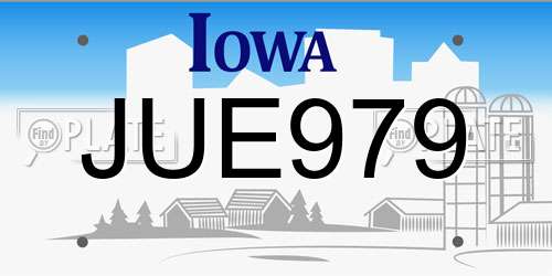 JUE979 Iowa License Plate