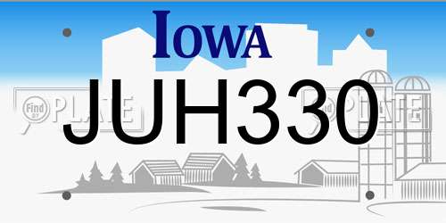 JUH330 Iowa License Plate