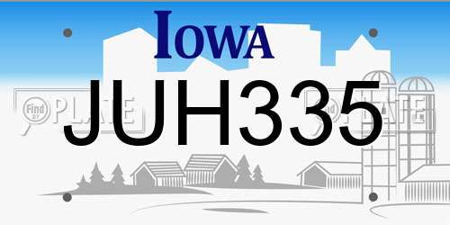JUH335 Iowa License Plate