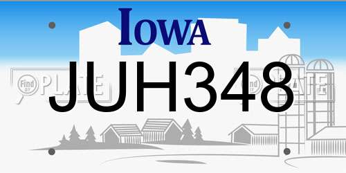 JUH348 Iowa License Plate
