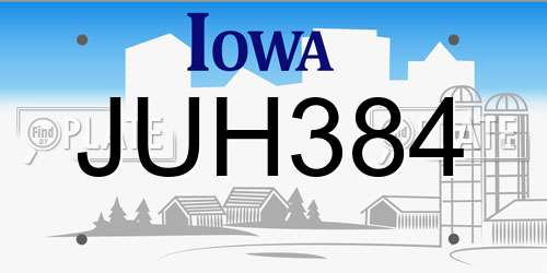 JUH384 Iowa License Plate