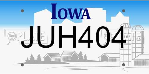 JUH404 Iowa License Plate