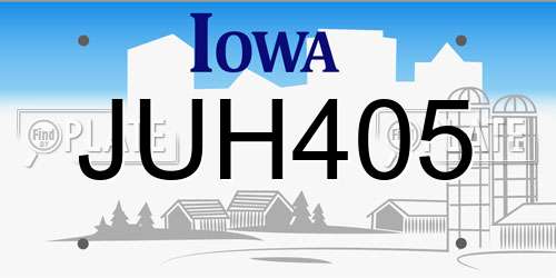 JUH405 Iowa License Plate
