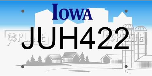 JUH422 Iowa License Plate