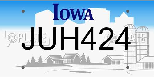 JUH424 Iowa License Plate