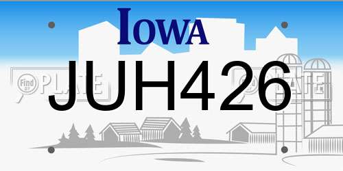 JUH426 Iowa License Plate