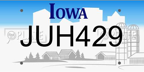 JUH429 Iowa License Plate