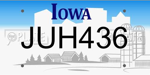 JUH436 Iowa License Plate