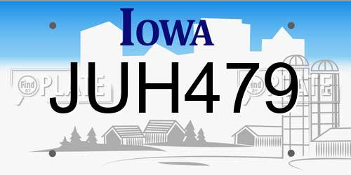 JUH479 Iowa License Plate