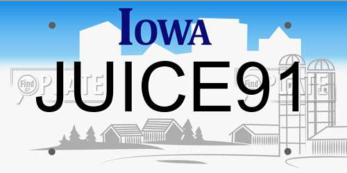 JUICE91 Iowa License Plate