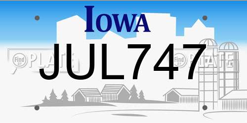 JUL747 Iowa License Plate