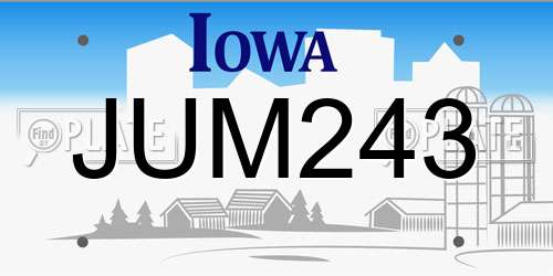 JUM243 Iowa License Plate