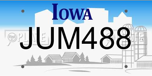 JUM488 Iowa License Plate