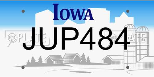 JUP484 Iowa License Plate