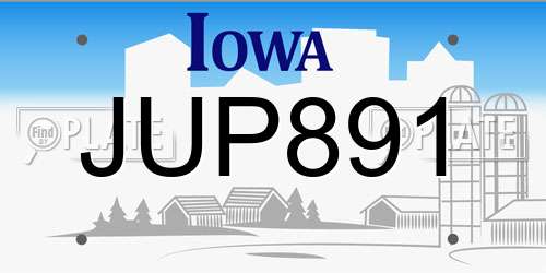 JUP891 Iowa License Plate