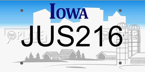 JUS216 Iowa License Plate