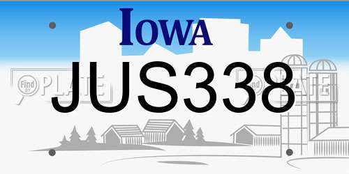 JUS338 Iowa License Plate
