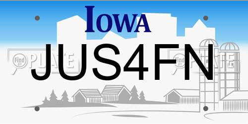 JUS4FN Iowa License Plate