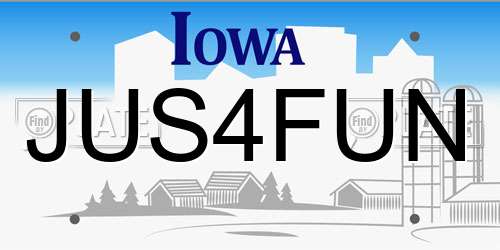 JUS4FUN Iowa License Plate