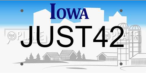 JUST42 Iowa License Plate