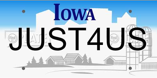 JUST4US Iowa License Plate