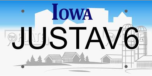 JUSTAV6 Iowa License Plate