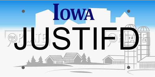 JUSTIFD Iowa License Plate