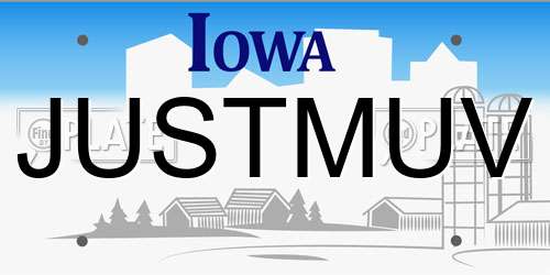 JUSTMUV Iowa License Plate