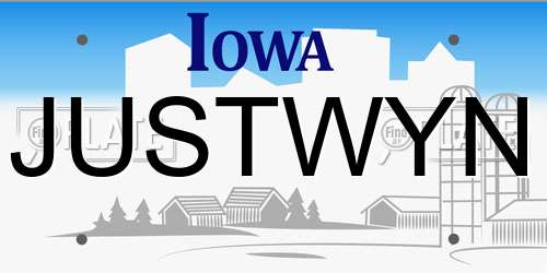 JUSTWYN Iowa License Plate