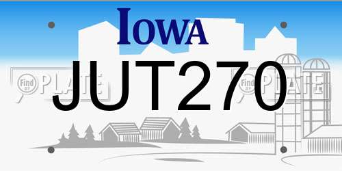 JUT270 Iowa License Plate