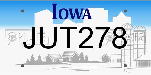 JUT278 Iowa License Plate