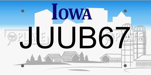 JUUB67 Iowa License Plate