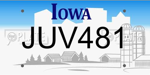 JUV481 Iowa License Plate