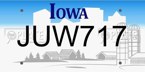JUW717 Iowa License Plate