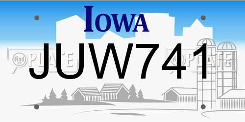 JUW741 Iowa License Plate