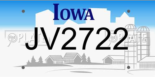 JV2722 Iowa License Plate