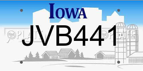 JVB441 Iowa License Plate
