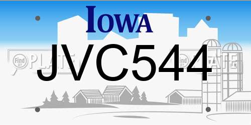 JVC544 Iowa License Plate