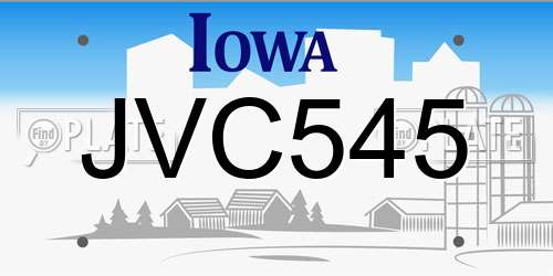 JVC545 Iowa License Plate
